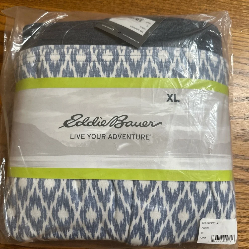 NWT Eddie Bauer 2 Pair Pajama Pants XL One Patterned One Solid.
